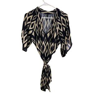 Viereck Black and Cream Geometric Women Dress with Belt‎ Size Small